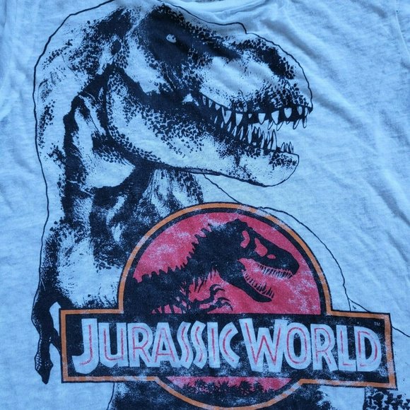 Jurassic World T-Rex Dinosaur White Light Short Sleeve Neck Basic T Shirt M - Picture 2 of 7